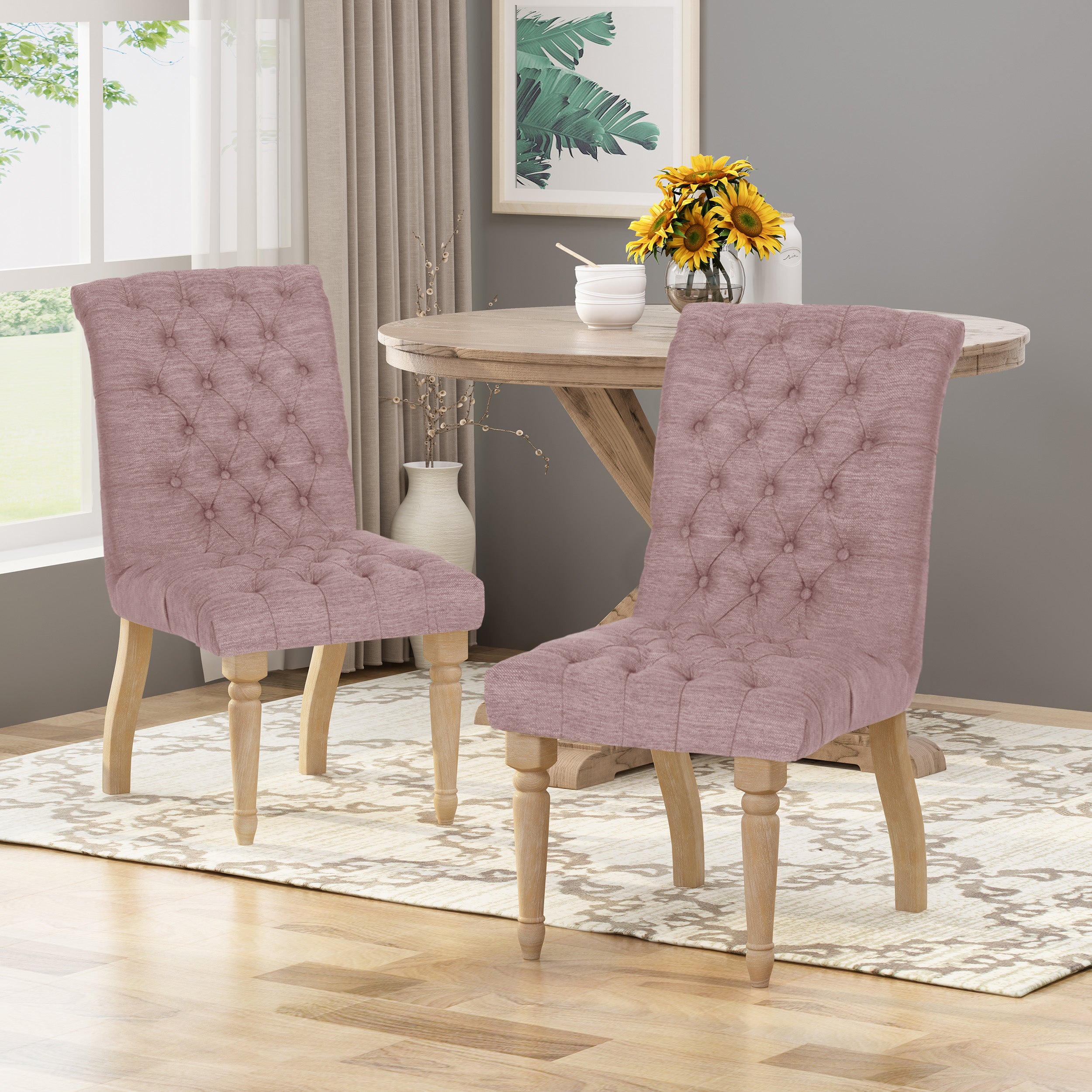 Terrance Tufted Fabric Dining Chair (Set of 2)