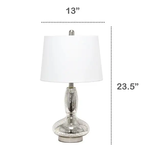 Lalia Home Glass Dollop Table Lamp with White Fabric Shade， Seafoam - 8.8L x 8.8W x 16.5H