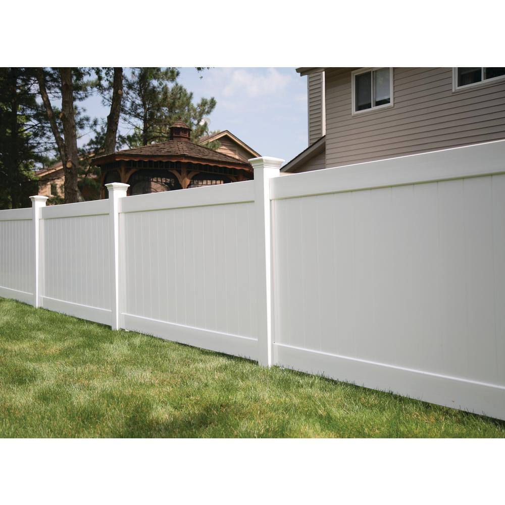 Barrette Outdoor Living Bryce 4 ft. H x 8 ft. W White Vinyl Un-Assembled Fence Panel 73014723