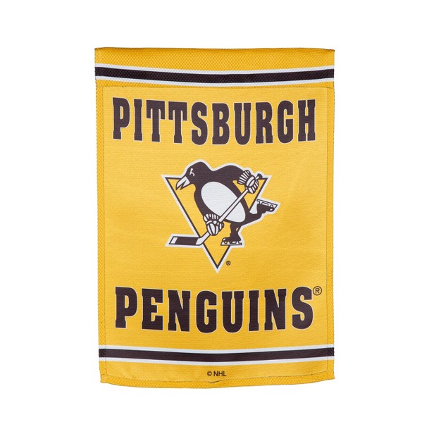 Embossed Suede Flag Gdn Size Pittsburgh Penguins