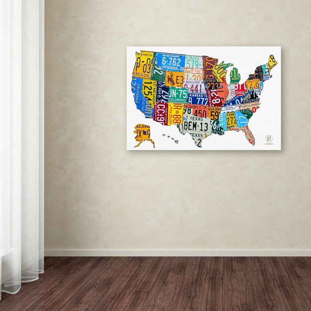 Trademark Fine Art design Turnpike x27 license Plate Map Usa 2 x27 Canvas Art