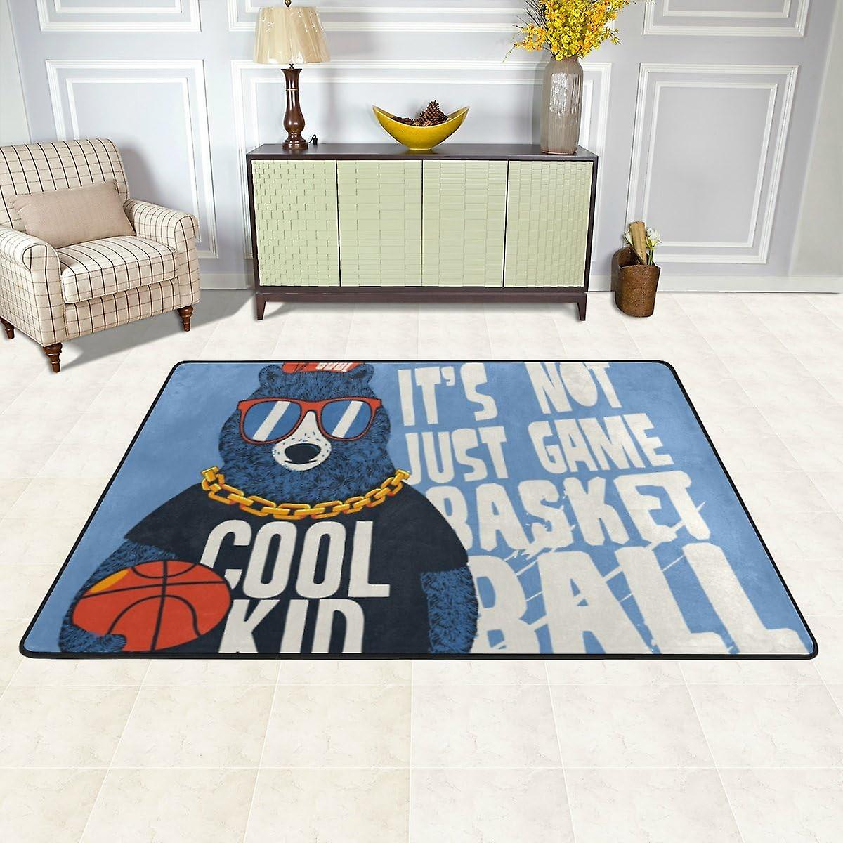 Colourlife Lightweight Carpet Mats Area Soft Rugs Floor Mat Doormat Decoration For Rooms Entrance 36 X 24 Inches Cool Basketball Bear