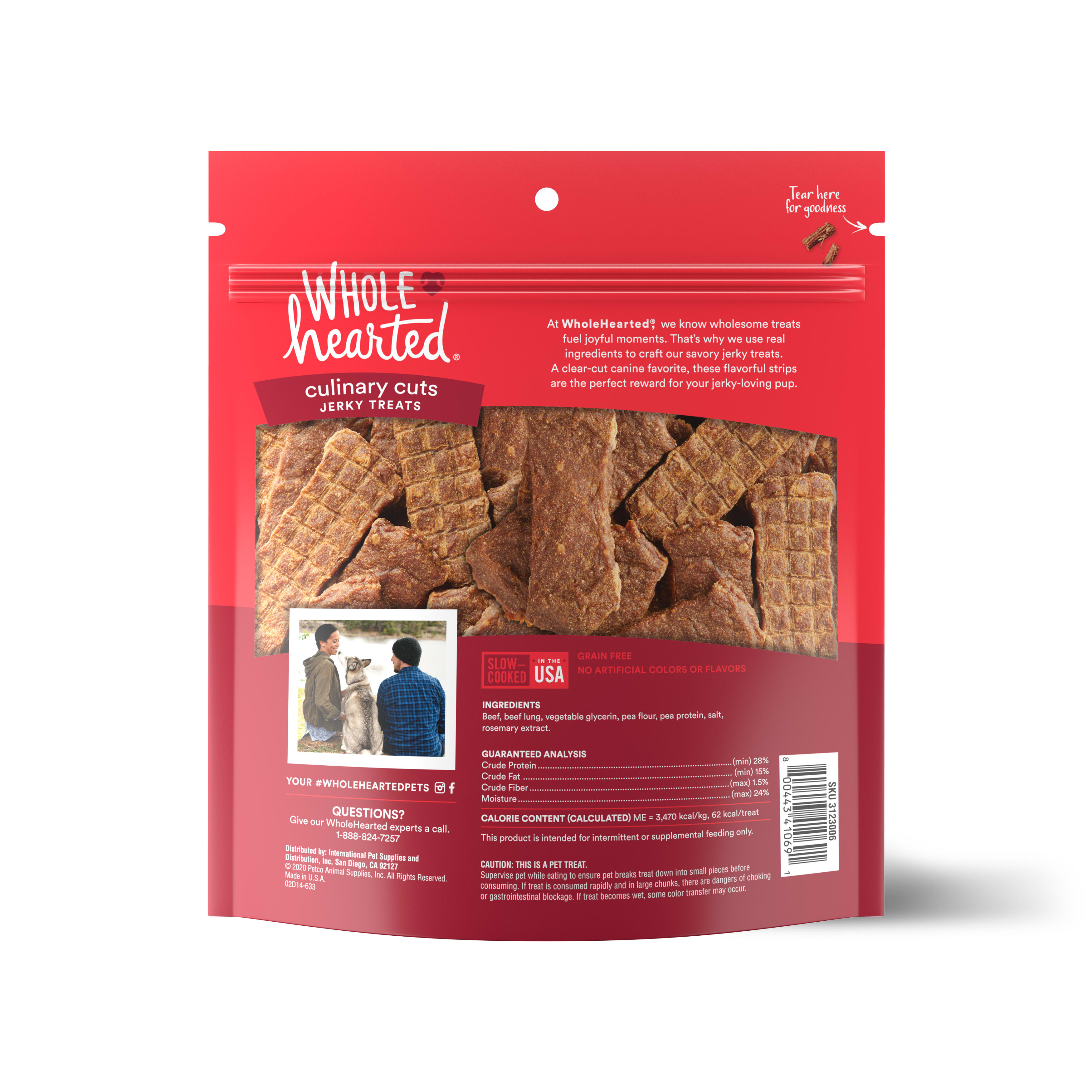 WholeHearted Culinary Cuts Beef Recipe Jerky Dog Treats， 16 oz.