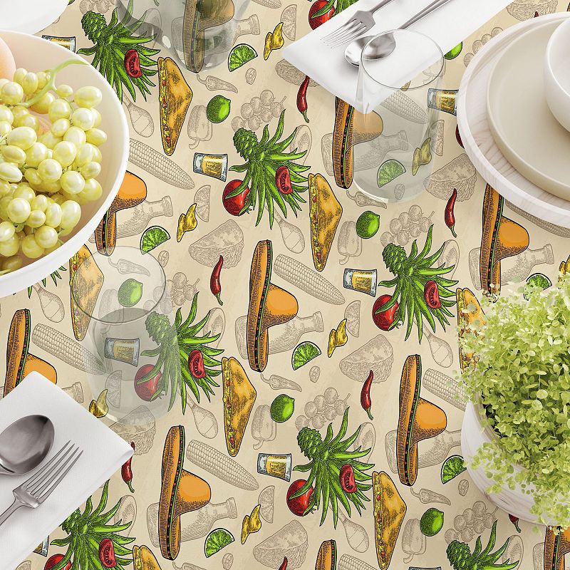 Square Tablecloth， 100% Cotton， 60x60， Fiesta Time