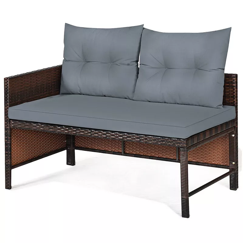 3 Pieces Patio Wicker Rattan Sofa Set