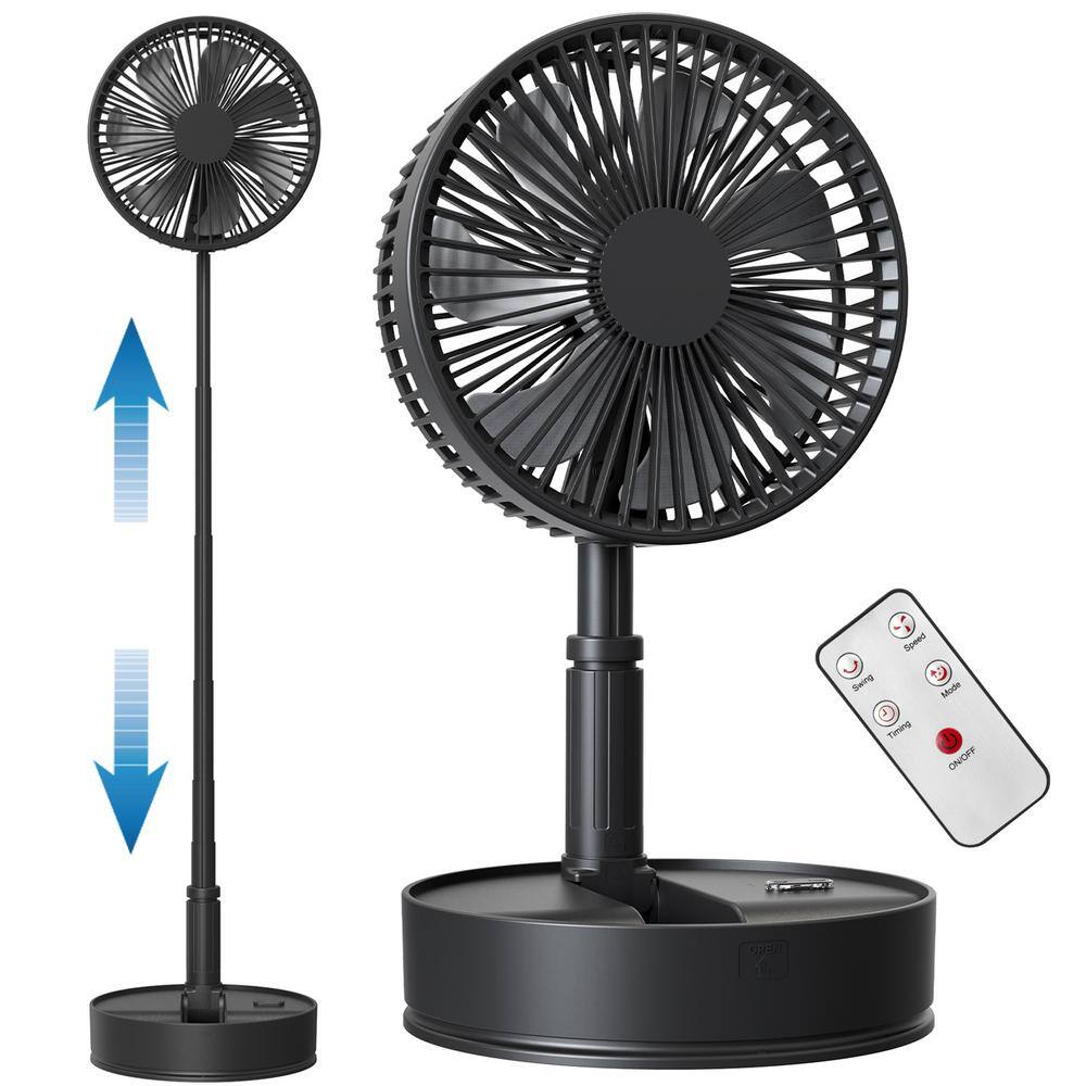 Aoibox 8 Inch 4 Speed Stand Fan in Black with Remote Control Timer Adjustable Height 60Oscillation 180Head Rotation SNSA05FN005