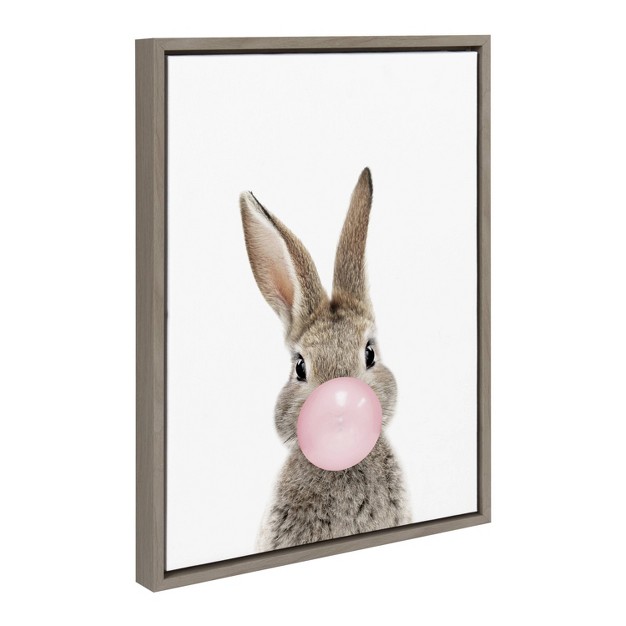 X 24 quot Sylvie Bubble Gum Bunny By Amy Peterson Art Studio Framed Wall Canvas Gray Kate amp Laurel All Things Decor