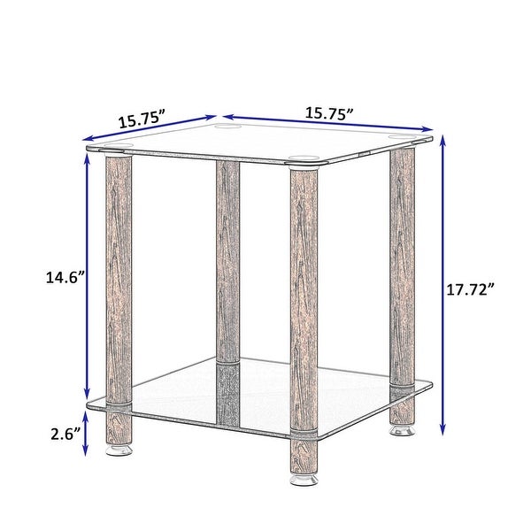 2-Tier Square Side Table End Table with Storage Shelve