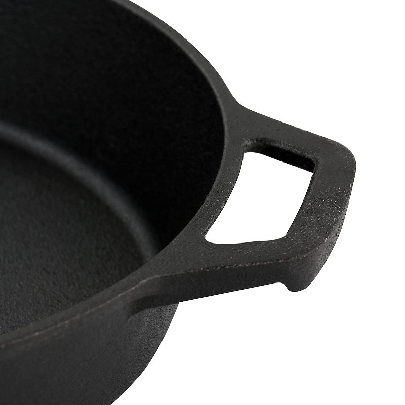 MegaChef Pro 10 Inch Round Preseasoned Cast Iron Frying Pan with Handle in Black