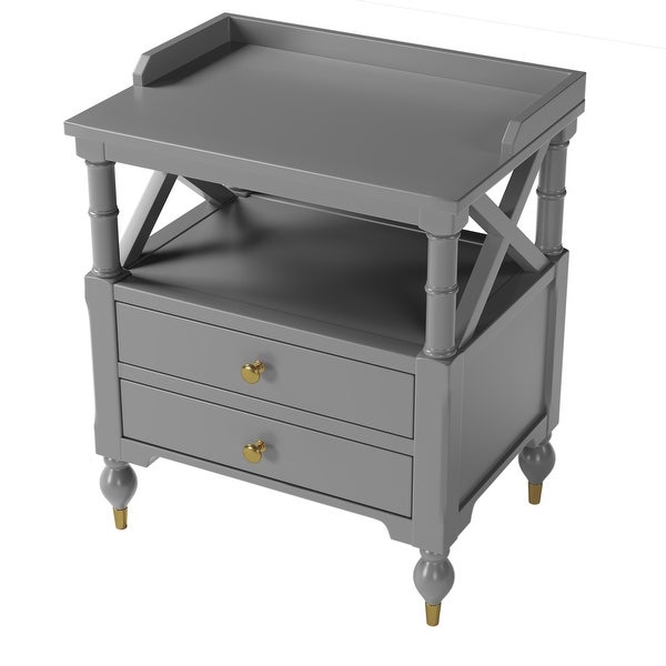 Modern Gray 2 Drawer Nightstand