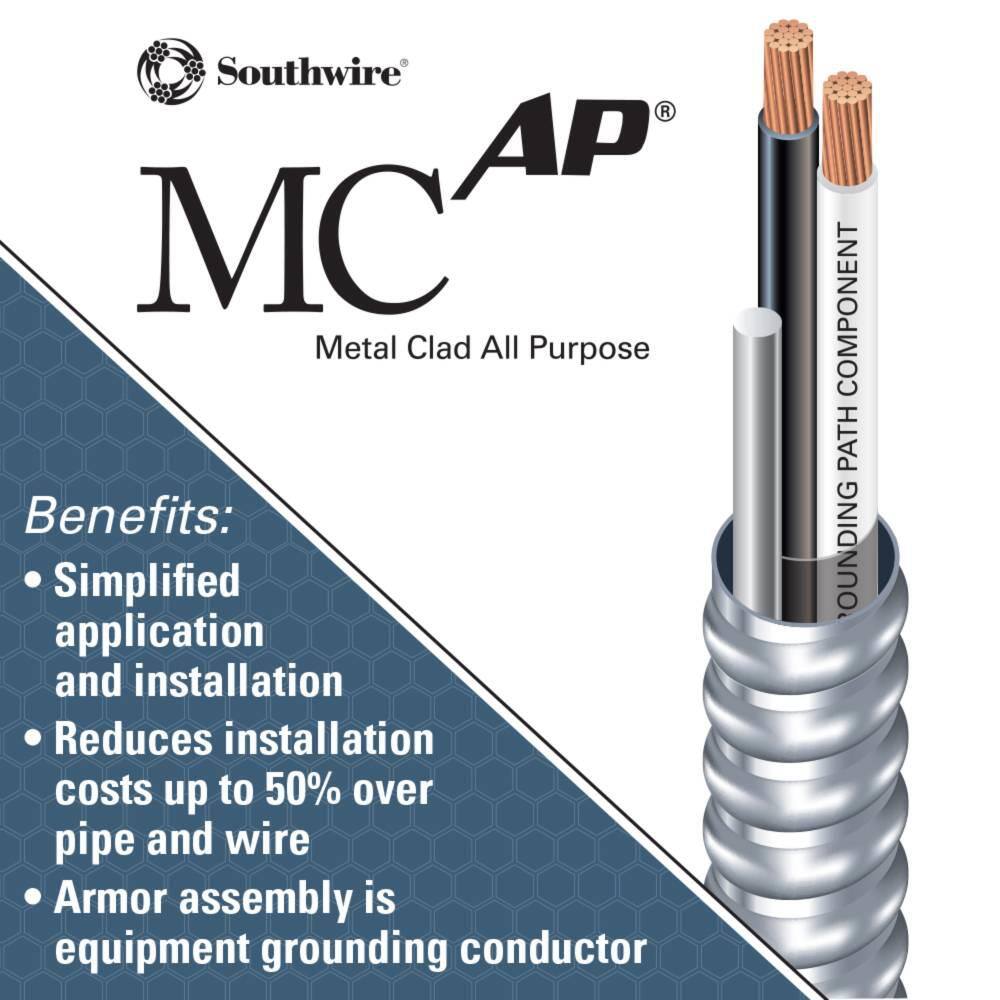 Southwire 122 x 250 ft. Stranded AL MCAP (Metal Clad All-Purpose) Armored Cable 55637701