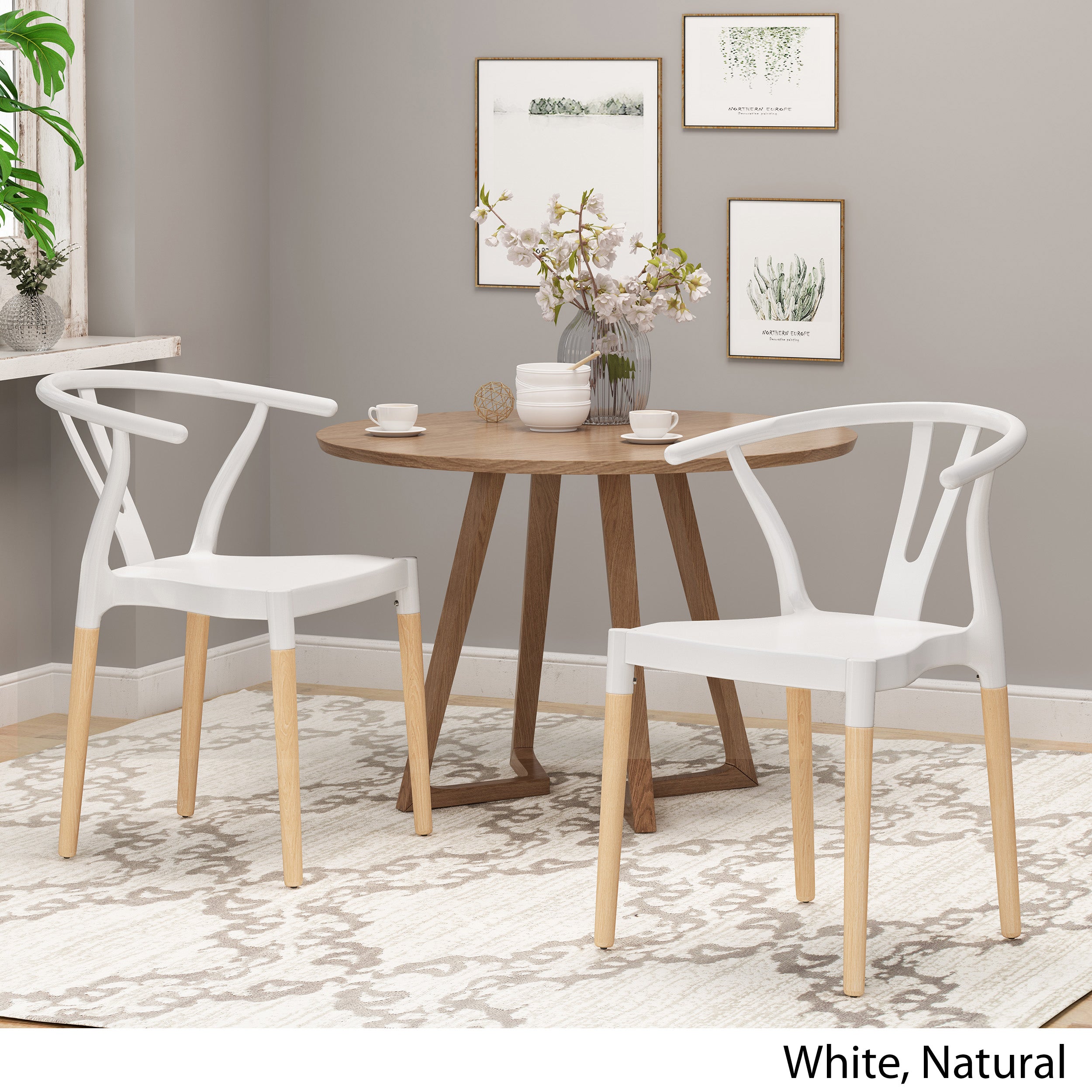 Victoria Modern Dining Chair with Beech Wood Legs (Set of 2)