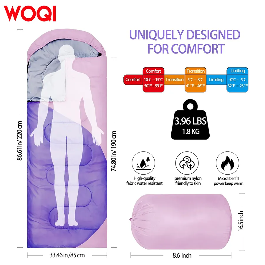 WOQI Adult and Children's Spliced Hollow Cotton Sleeping Bag  Backpack Hiking Camping Sleeping Bag