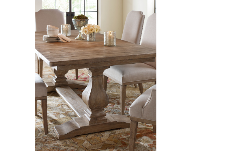 Amalfi Extendable Trestle Dining Table in Sun-Bleached Cypress