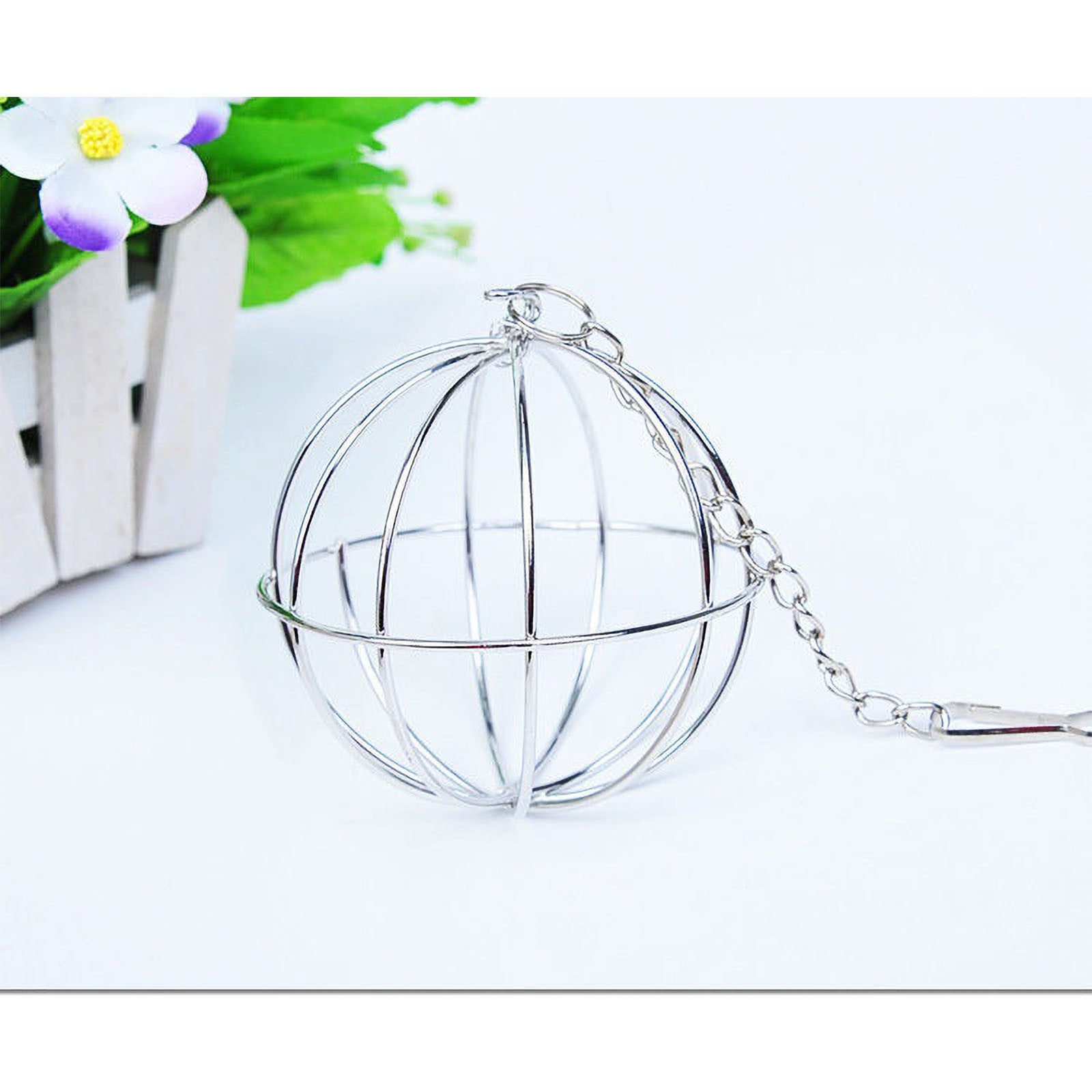 Toys Rabbit Grass Frame Stainless Steel Plating Grass Ball Hanging Feeding Wooden