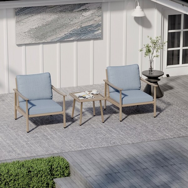 3Piece Aluminum Patio Conversation Set with Webbing Chair Back and Cushions