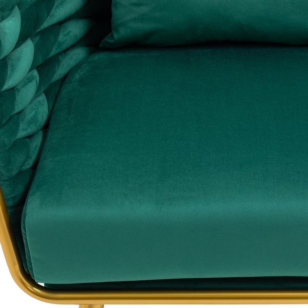 Modern Glam Velvet Upholstered Tufted Accent Chair with Metal Legs