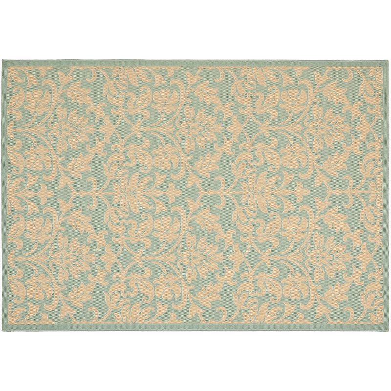 Safavieh Courtyard Floral Aqua Cream Indoor Outdoor Rug