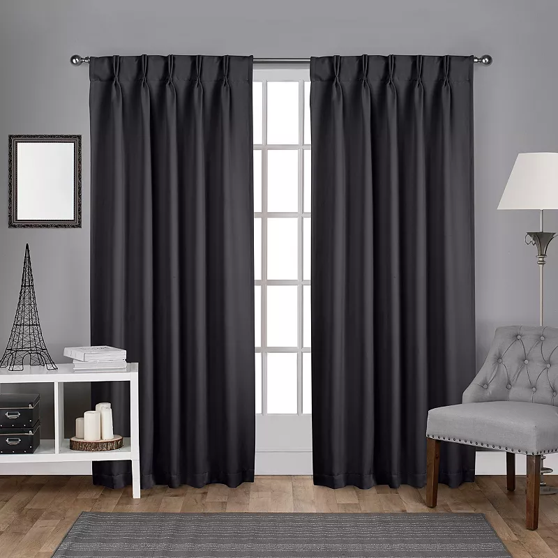 Exclusive Home 2-pack Sateen Twill Woven Blackout Pinch Pleat Window Curtains