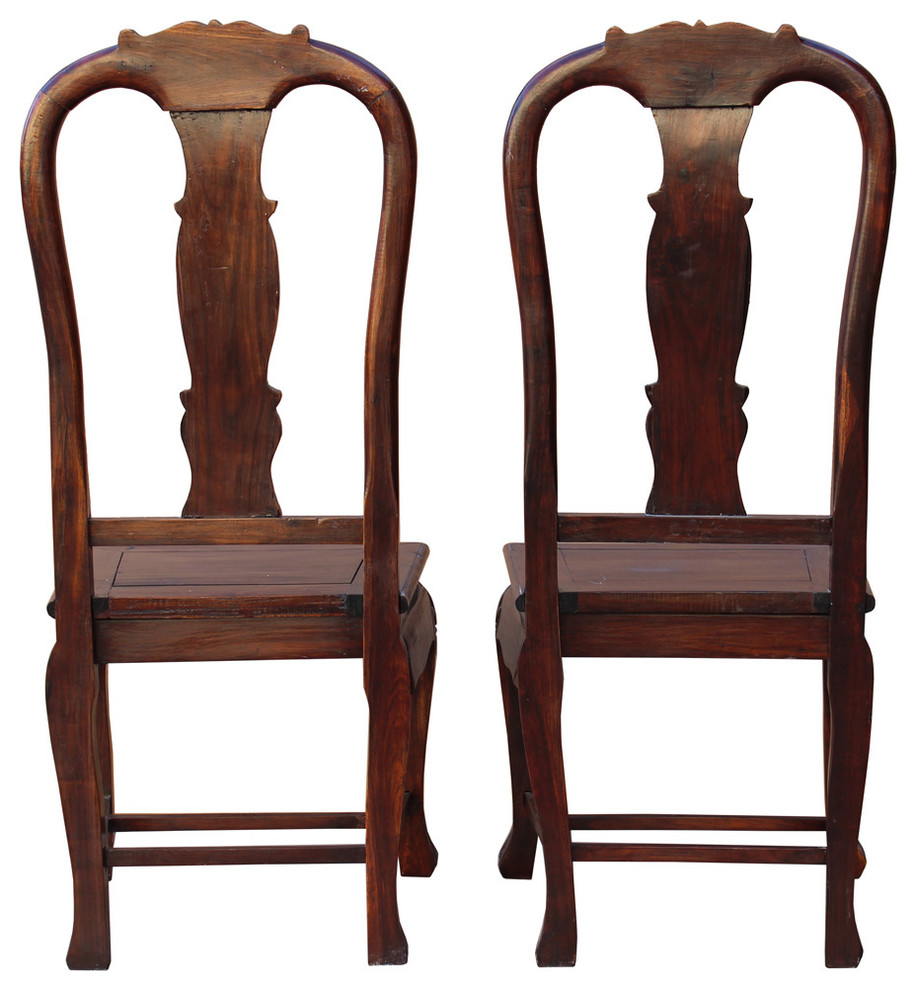 Handmade Chinese Old Shanghai Solid Redwood Rosewood Chair hwk2601  2 Piece Set   Asian   Dining Chairs   by Golden Lotus Antiques  Houzz