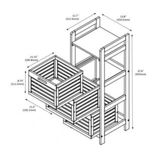 Eccostyle 37 in Solid Bamboo Espresso 3 Slatted Drawer Storage Tower CAEKN0054ES3