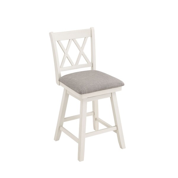 Wooden Linen Swivel Bar Counter Stool