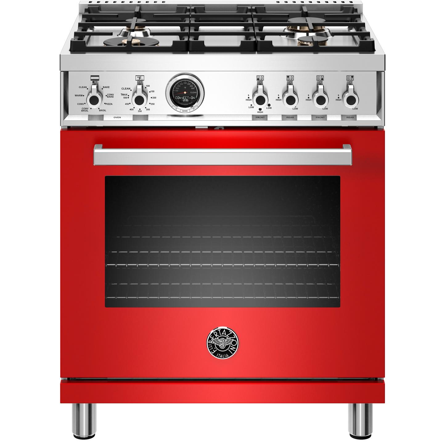 Bertazzoni 30-inch Freestanding Dual Fuel Range with Self-Clean Oven PROF304DFSROT