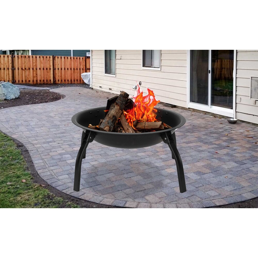 Four   legged Folding Iron Brazier Wood Burning Fire Pit