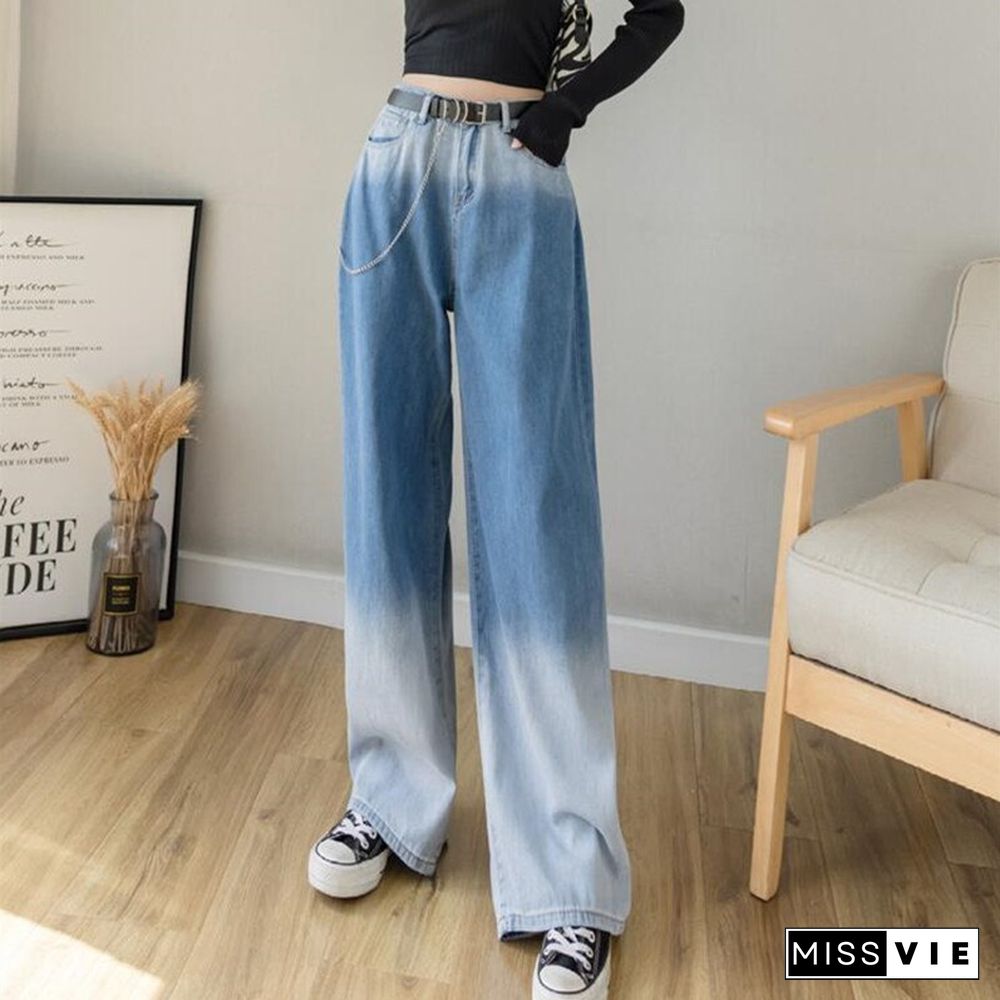 Woman Jeans High Waist Clothes Wide Leg Denim Clothing Blue Streetwear Vintage Quality Fashion Harajuku Straight Pants