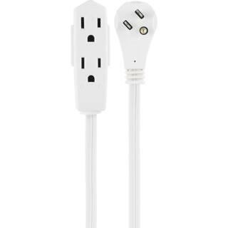 GE 8 ft. 163 3-Outlet Office Extension Cord with Low-Profile Flat Plug White 50251