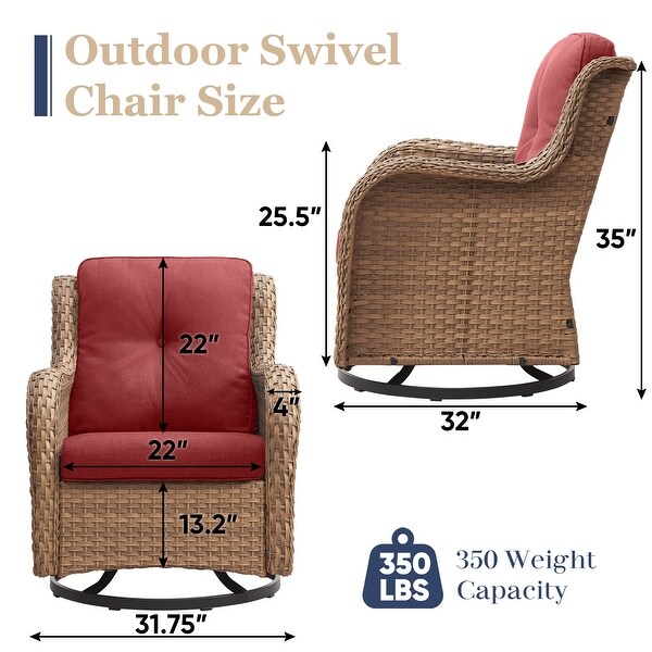 Pocassy PE Wicker Rocking Chair Swivel Chairs Glider Chair