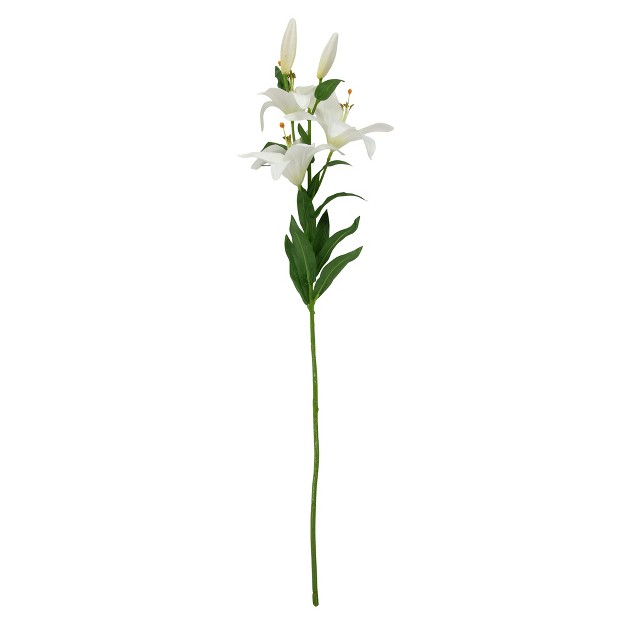 White Easter Lily Artificial Silk Floral Spray