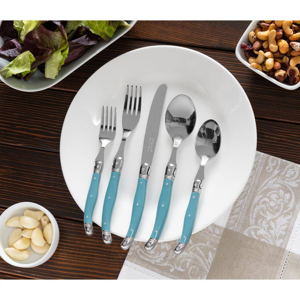 French Home Laguiole 20-Piece Aegean Teal Stainless Steel Flatware Set (Service for 4) LG132