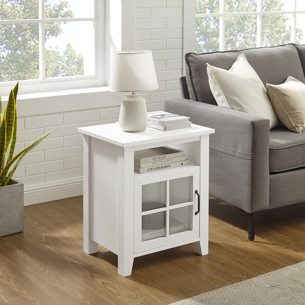 Middlebrook Windowpane-Glass Door Side Table