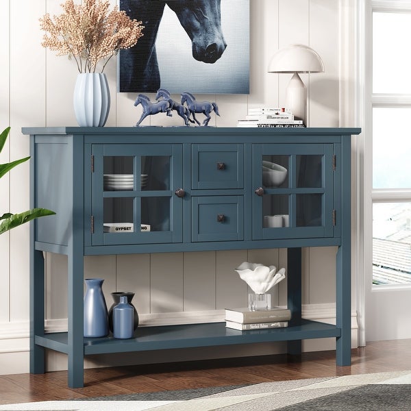 45'' Modern Console Table with 2 Drawers， 2 Cabinets and 1 Shelf