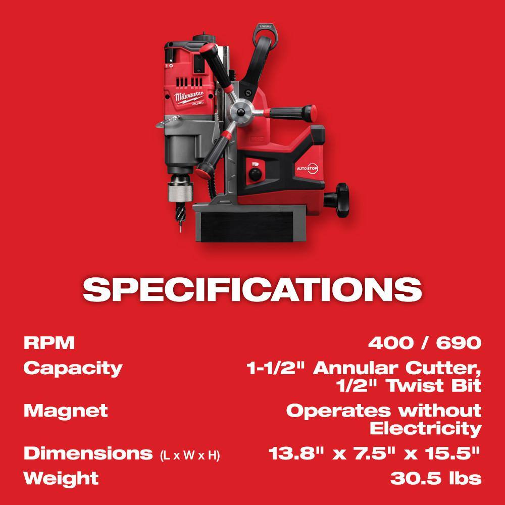 MW M18 FUEL 18V Lithium-Ion Brushless Cordless 1-12 in. Lineman Magnetic Drill High Demand Kit w Two 8.0Ah Batteries 2788-22HD