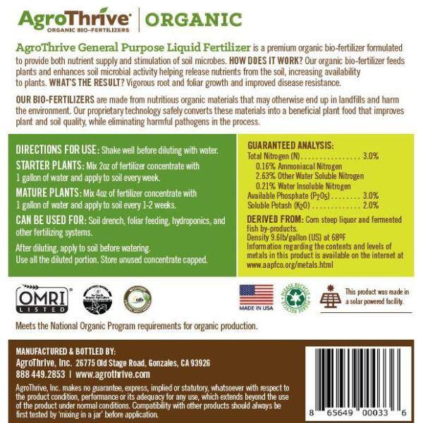 AgroThrive 5 Gal. General Purpose Organic Liquid Fertilizer ATGP1640