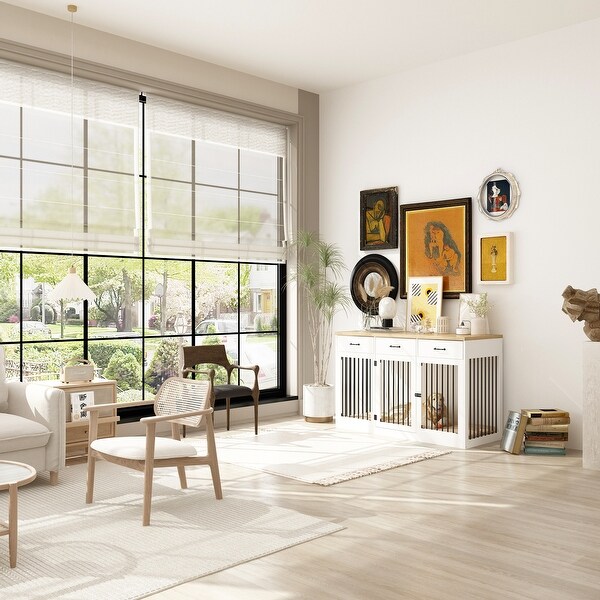 Modern Large Dog Crate with Storage Drawers