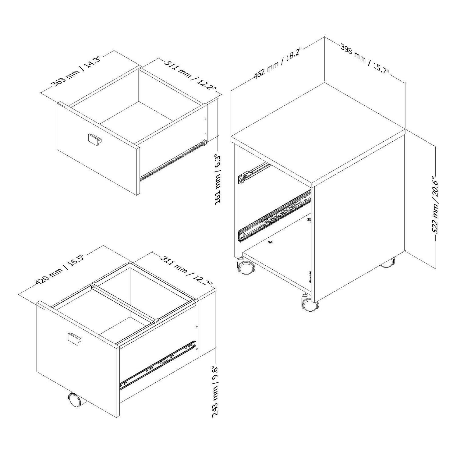 Interface 2 Drawer Mobile File Cabinet by South Shore  Crowdfused