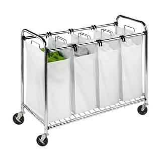 Honey-Can-Do WhiteChrome Steel and Poly-cotton 4-Compartment Laundry Sorter SRT-09453