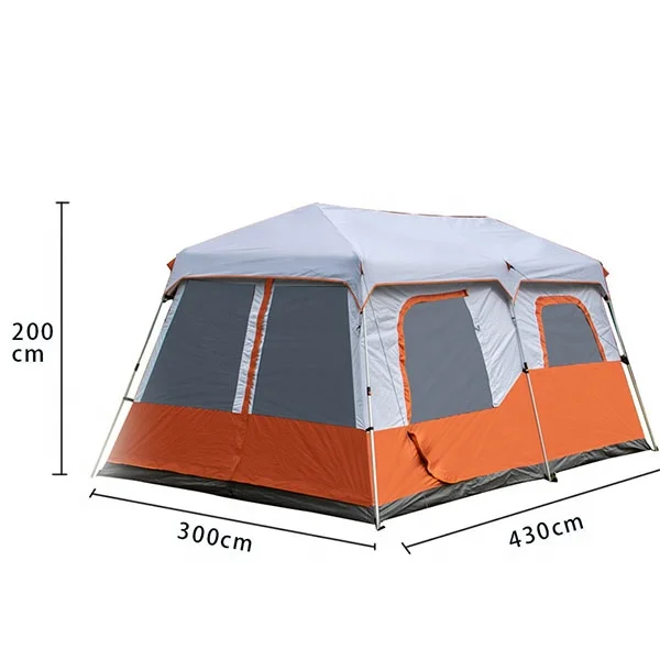 Customized Portable Easy Set Up Family Tent for Camp Aluminum Pole Two Bedroom and One Living Tent