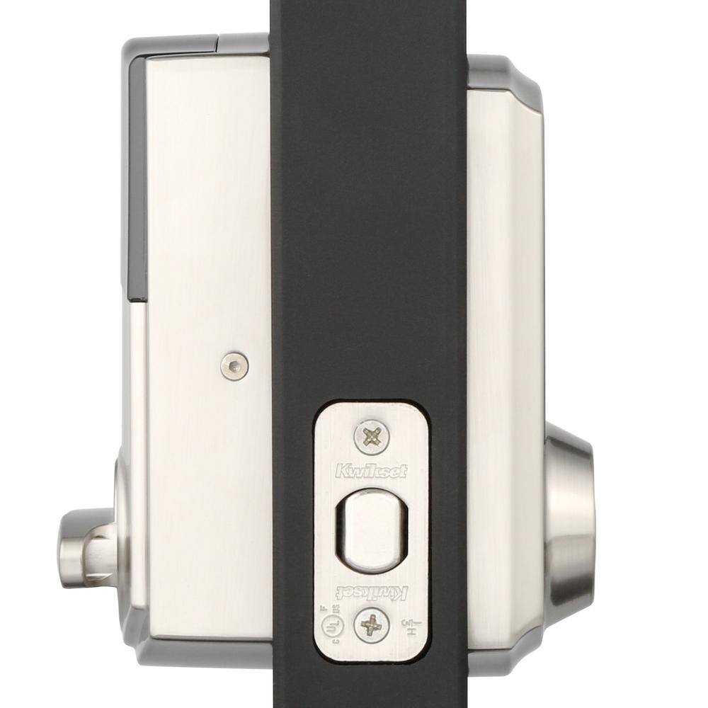 Kwikset Z-Wave SmartCode 916 Touchscreen Satin Nickel Single Cylinder Electronic Deadbolt with Avalon Handleset and Tustin Lever 916TRLHSET15