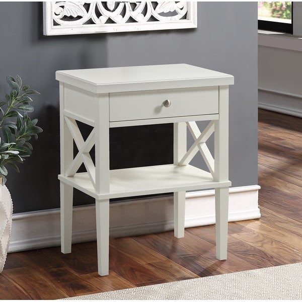 Nightstand with Drawer， Wooden Storage Cabinet for Bedroom