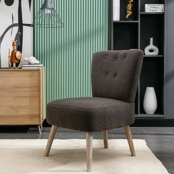 Kata Tufted Back Fabric Farmhouse Slipper Chair With Black Metal Legs