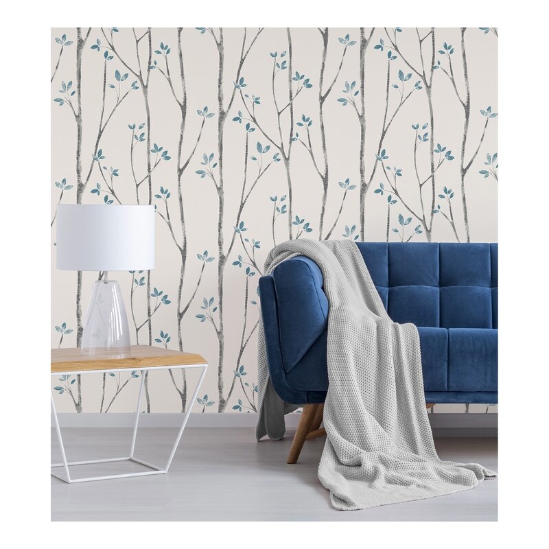 Ingrid Blue Scandi Tree Wallpaper   20.5 x 396 x 0.025