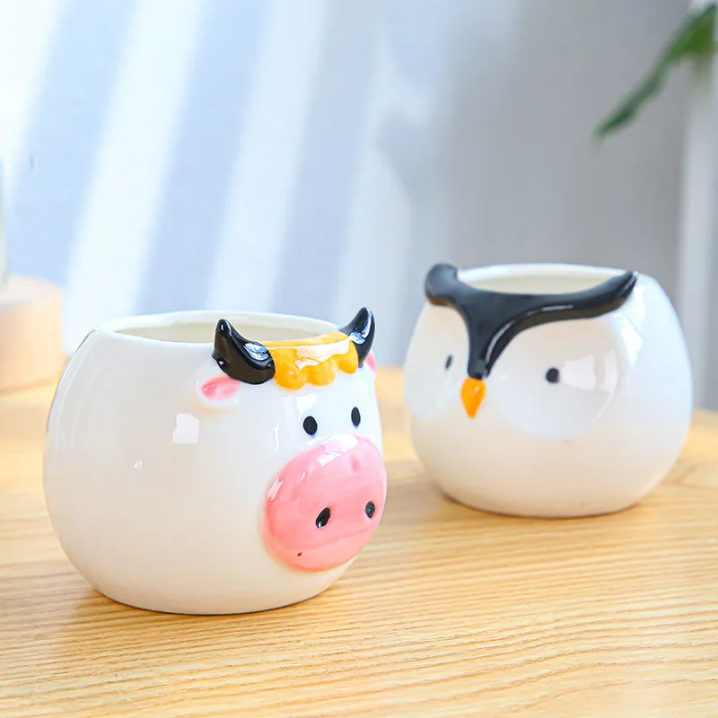 2022 garden supplies ceramic pot for plants animal cat pig Angel bunny rat indoor flower pots office decoration gift planter/