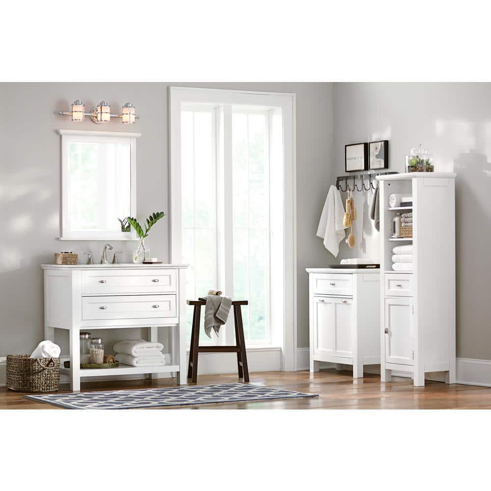 Home Decorators Collection Austell 20 in W x 60 in H x 14 in D Bathroom Linen Storage Cabinet in White