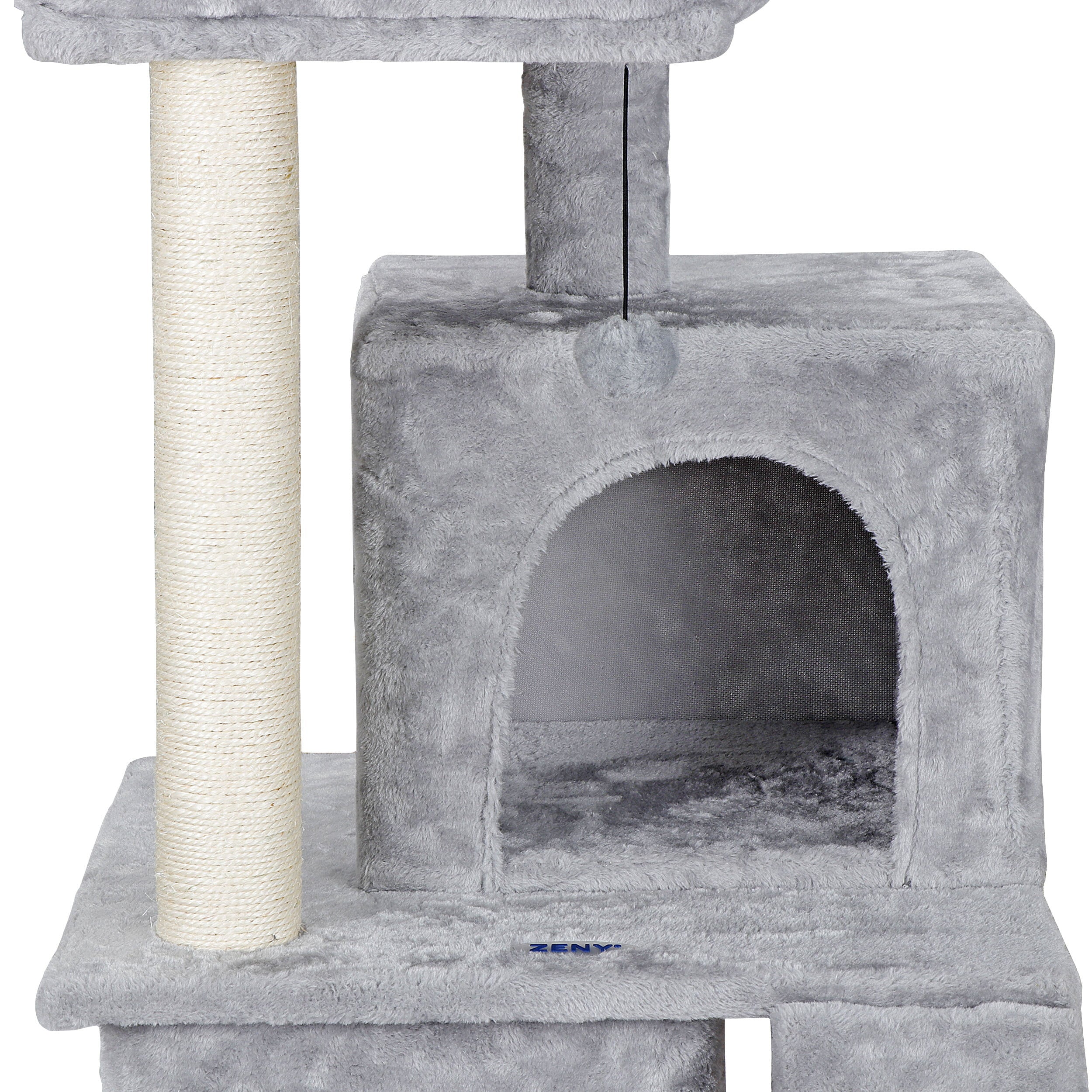 ZENY 34-in Cat Tree and Condo Scratching Post Tower Play House， Gray