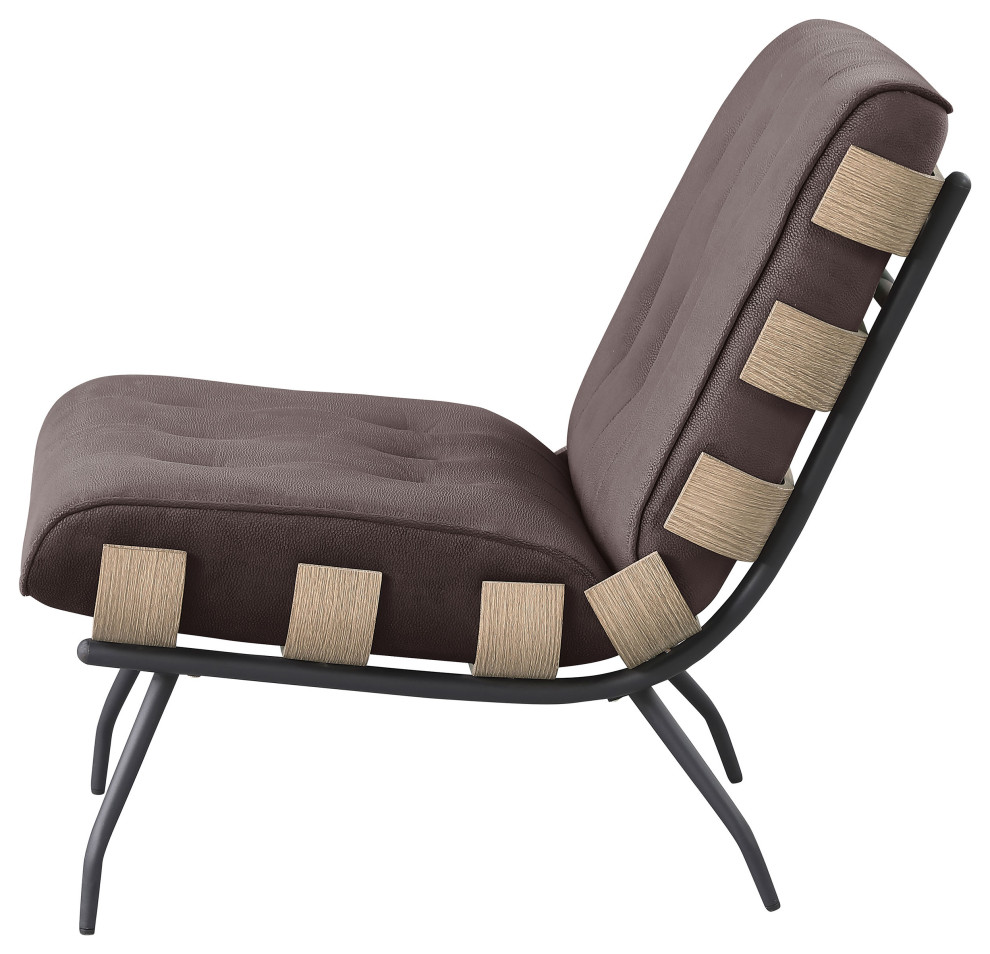 Aloma Armless Tufted Accent Chair Dark Brown   Modern   Armchairs And Accent Chairs   by Modon  Houzz