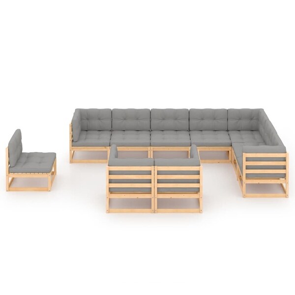 10 Piece Garden Lounge Set with Cushions Solid Pinewood - Overstock - 35107173